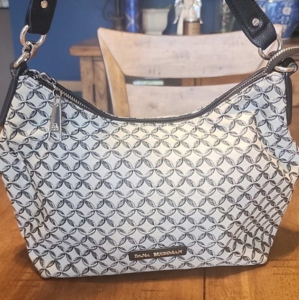 Dana Buchman White and Black Patterned Shoulder Bag